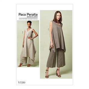 Vogue Pattern Misses' Pullover Tunic with Uneven Hem and Wide-Leg Pants V1550