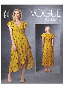 Vogue Pattern Misses' Wrap Dresses with Ties, Sleeve and Length Variations V1734
