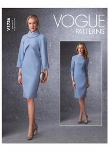 Vogue Pattern Misses' Lined Raglan-Sleeve Jacket and Funnel-Neck Dress V1736