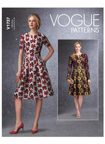 Vogue Pattern Misses' Fit-And-Flare Dresses with Waistband and Pockets V1737