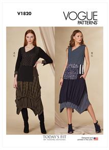 Vogue Pattern 1820 Misses' Top and Skirt V1820