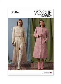 Vogue Pattern Misses' Coat in Two Lengths with Collar Variations V1926
