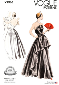 Vogue Patterns 1940s Misses' Evening Dress V1963