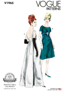 Vogue Patterns 1960s Misses' One Piece Evening Dress V1965