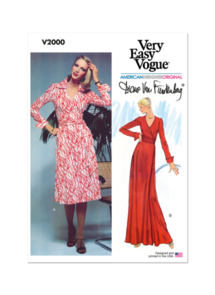 Vogue Sewing Patterns 1970s Misses' Wrap Dress V2000