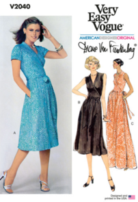 Vogue Patterns 1970s Misses' Front Wrap Dresses by Diane von F V2040