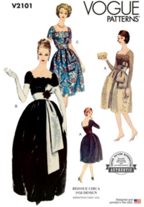 Vogue 1950s Misses' Dress with Belt and Sash V2101