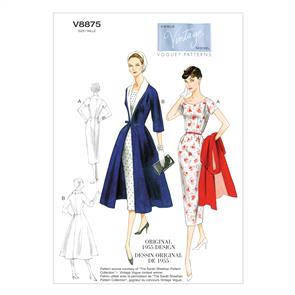 Vogue Pattern Misses' Dress, Belt, Coat and Detachable Collar V8875