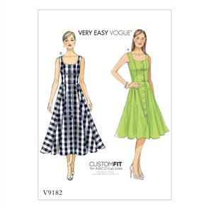 Vogue Pattern Misses' Button-Down, Flared-Skirt Dresses V9182