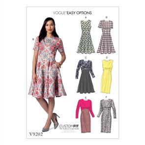 Vogue Pattern Misses' Dresses with Flared or Straight Skirt Options V9202