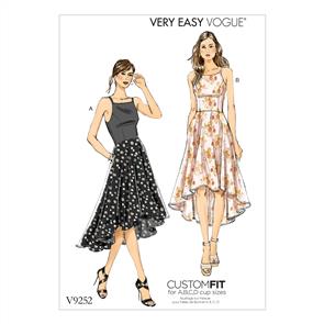 Vogue Pattern Misses' Princess Seam High-Low Dresses with Pockets V9252