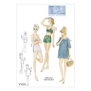 Vogue Pattern Misses' Lined Halter Bra and Shorts, and Square-Neck Coverup with Pockets V9255