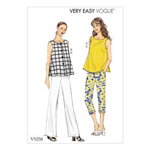 Vogue Pattern Misses' Sleeveless Tops with Pull-On Pants V9258