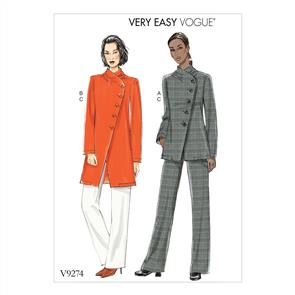 Vogue Pattern Misses' Asymmetrical Lined Jacket, and Pull-On Pants V9274