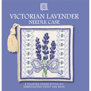 Textile Heritage  Cross Stitch Kit Needle Case - Victorian Lavender