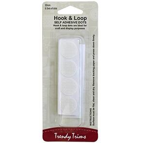 Trendy Trims  Hook & Loop Self Adhesive Dots (White - 20mm) 8sets/Pkg