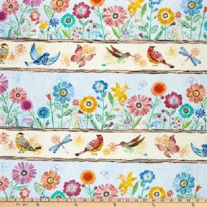 Wilmington Prints  Floral Flight - Repeating Stripe Multi