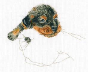 RTO Cross Stitch Kit: Warmth in Palms Puppy