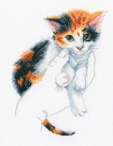 RTO Cross Stitch Kit: Warmth in Palms - Calico Kitten