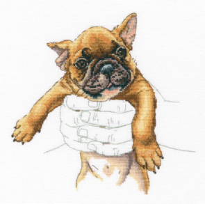 RTO Cross Stitch Kit: Warmth in Palms Bulldog Puppy