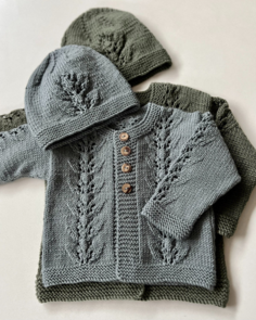 The Kiwi Stitch & Knit Co Abby Cardigan & Hat 8ply - Knitting Pattern / Kit