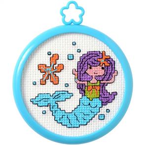 Bucilla  My 1st Stitch Mini Counted Cross Stitch Kit 3" Round - Mermaid