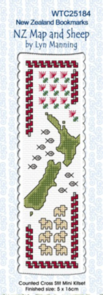 Lyn Manning Cross Stitch Kit Bookmarks - NZ Map & Sheep