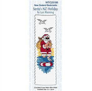 Lyn Manning Cross Stitch Kit Bookmark - Santa's NZ Holiday