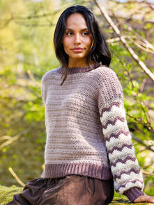 West Yorkshire Spinners Fable Aran - Una Crochet Zig Zag Sleeve Jumper - Knitting Pattern / Kit