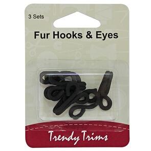 Trendy Trims  Fur Hooks & Eyes (Black) 3sets/Pkg