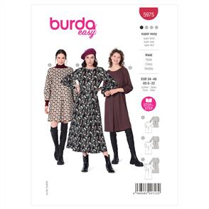 Burda Pattern 5975 Dress with Scoop Neckline and Sleeve Bands