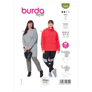 Burda Pattern 5988 Misses' Sweatshirts with Neckline Band or Roll Neck Collar