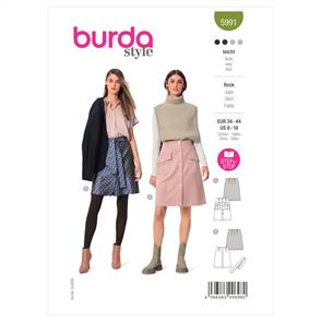 Burda Pattern 5991 Misses' Front Fastening Flared Skirt
