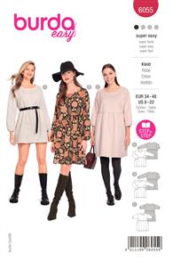 Burda Pattern 6055 Misses' Dress with Gathered Skirt