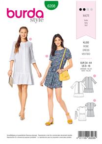 Burda Style Pattern 6208 Misses' Dress – Casual Fit – 
Hem Frills