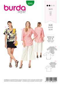 Burda Style Pattern 6245 Misses' Blouse – Tunic Top – V-Neck – 
Back Button Fastening