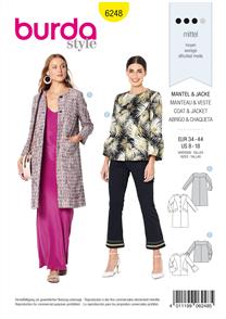 Burda Style Pattern 6248 Misses' Coat – Jacket – Collarless