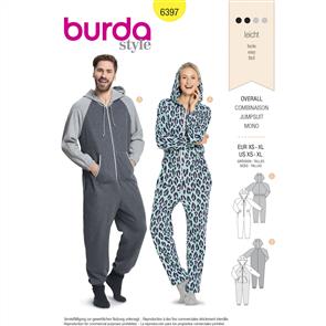 Burda Style Pattern B6397 Unisex Hodded Jumpsuit