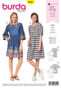 Burda Style Pattern B6401 Women's Swing Dress with Sleeve Variations