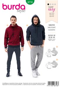 Burda Pattern 6718 Men's Pullover Hoodie