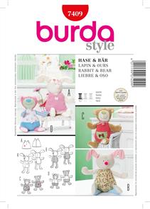 Burda Style Pattern 7409 Rabbit & Bear Toy