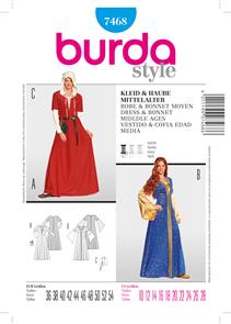 Burda Style Pattern 7468 Dress & Bonnet Middle Ages