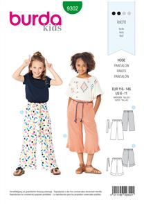 Burda Style Pattern 9302 Children's Pants with Elastic Waist – Culottes