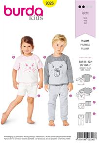 Burda Style Pattern 9326 Toddler's sleepwear