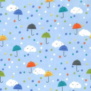 Michael Miller Puddle Play Flannel (Flannel) Happy Clouds - Periwinkle