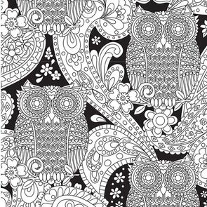 Michael Miller Color Me | Black & White /Hayley Crouse Black What A Hoot