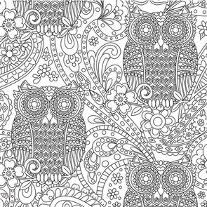 Michael Miller Color Me | Black & White /Hayley Crouse White What A Hoot