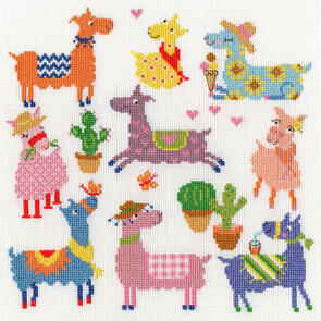 Bothy Threads Cross Stitch Kit - Slightly Dotty Llamas