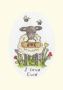 Bothy Threads Cards I Love Ewe - Cross Stitch Kit