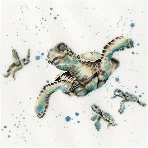 Bothy Threads Cross Stitch Kit - Swimming School - Turtles